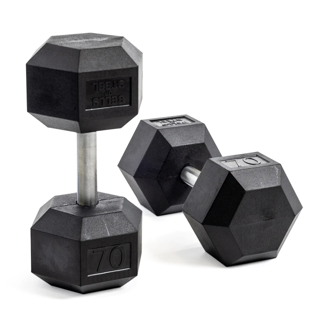 Straight Handle Rubber Hex Dumbbell Sets - Image 3