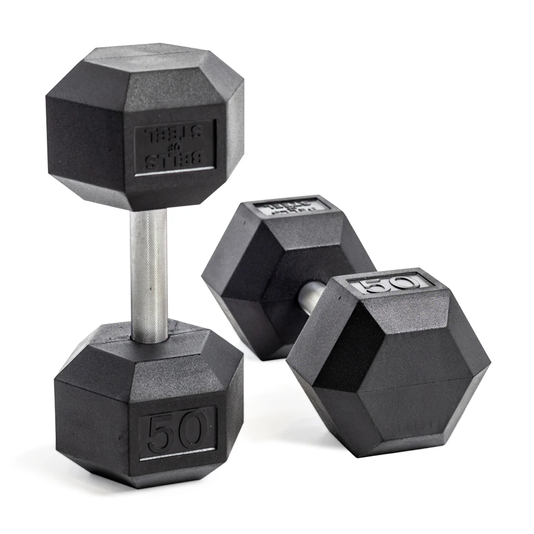 Straight Handle Rubber Hex Dumbbell Sets - Image 4