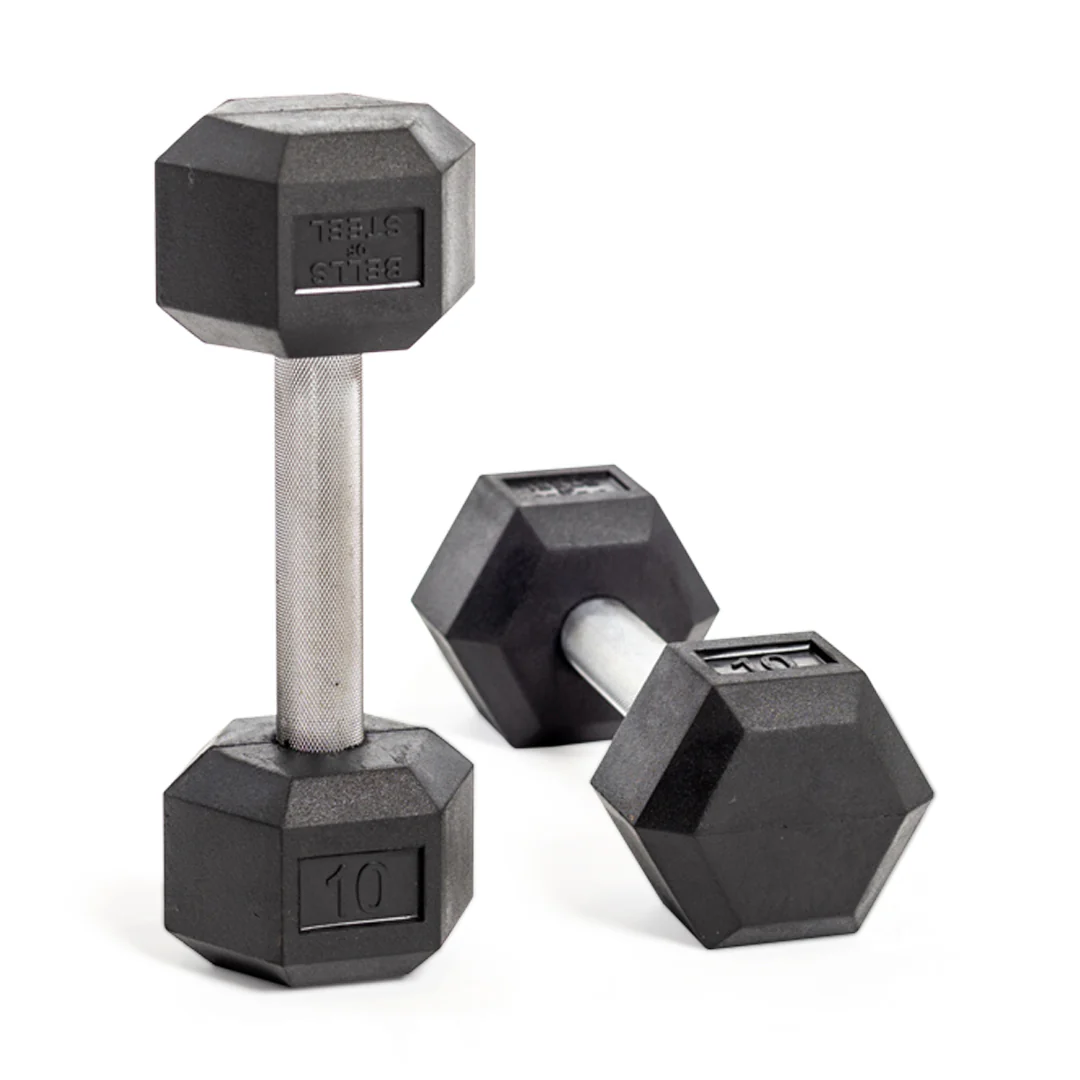 Straight Handle Rubber Hex Dumbbell Sets - Image 6
